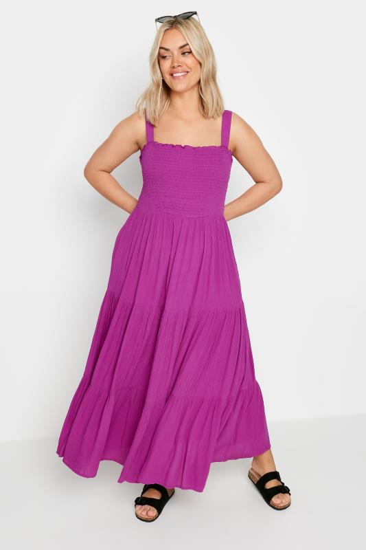 YOURS Plus Size Purple Tiered Maxi Dress | Yours Clothing 3