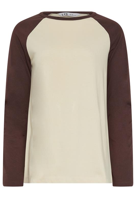 LTS Tall Women's Chocolate Brown & Ivory White Raglan Cotton T-Shirt | Long Tall Sally 5