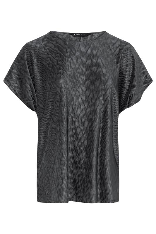 LIMITED COLLECTION Plus Size Charcoal Grey Zig Zag Plisse Top | Yours Clothing 5