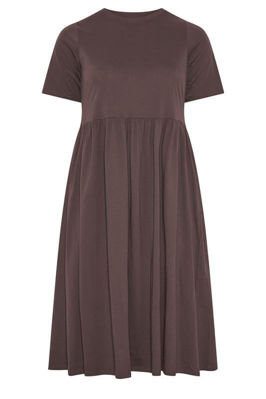 YOURS Plus Size Chocolate Brown Throw on Smock Dress | Yours Clothing 5