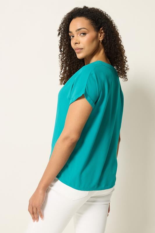 M&Co Teal Green Button Front Blouse | M&Co 2