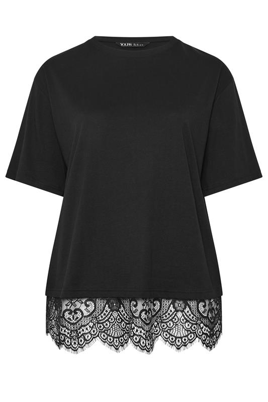 YOURS Plus Size Black Lace T-Shirt | Yours Clothing 5