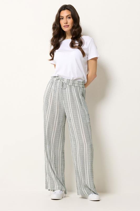 M&Co White Stripe Wide Leg Trousers | M&Co 1