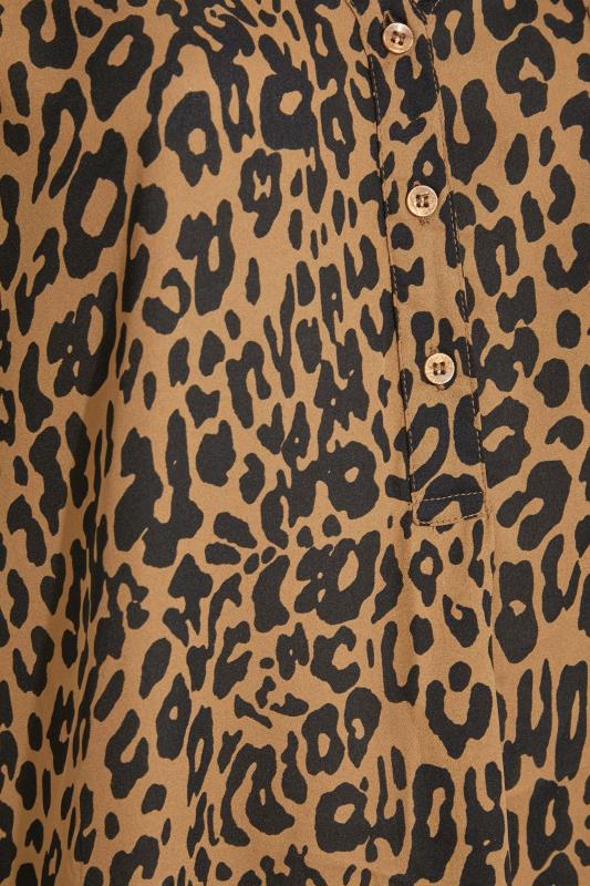 Curve Brown Leopard Print Grown On Sleeve Shirt 5