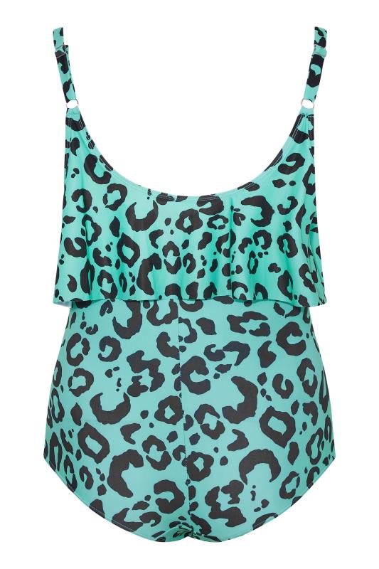 Curve Turquoise Blue Leopard Print Swimsuit 7