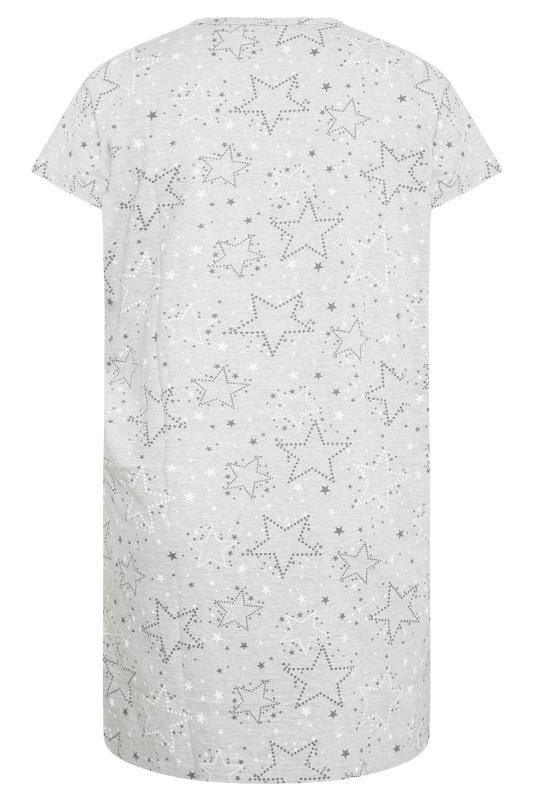 Plus Size Grey Star Print Placket Nightdress | Yours Clothing  6