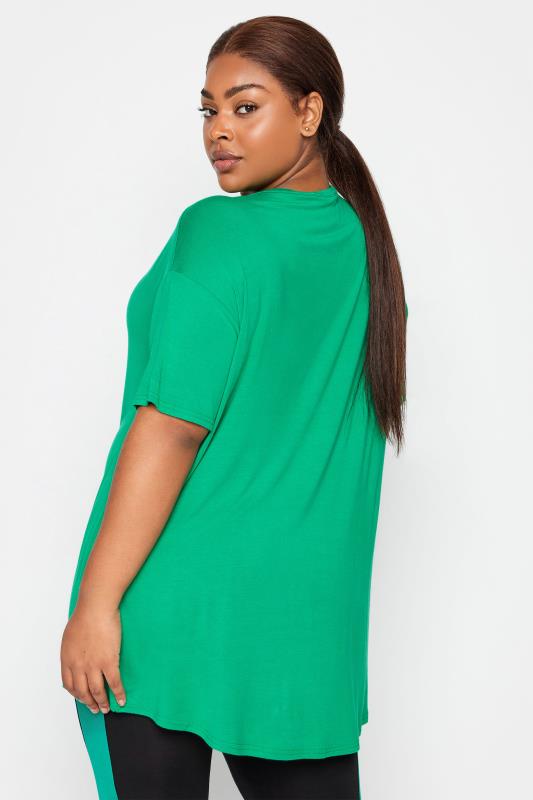 YOURS ACTIVE Plus Size Green 'No Limits' Slogan Top | Yours Clothing 3