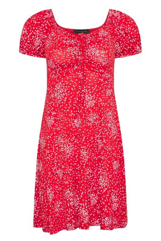 Petite Red Ditsy Print Tea Dress 7