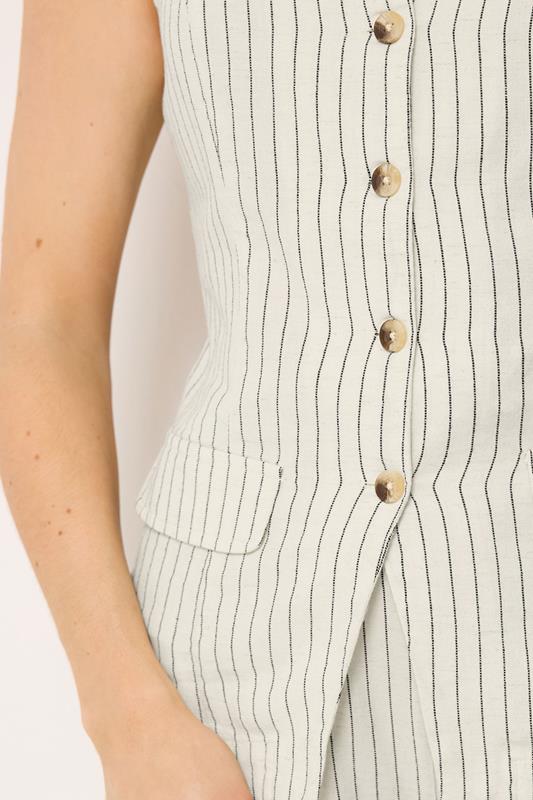 LTS Tall Women's Ivory White Pinstripe Linen Waistcoat | Long Tall Sally 5