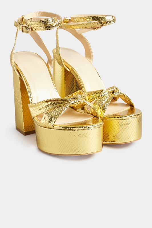 PixieGirl Gold Shine Platform Heels In Standard D Fit | PixieGirl 2