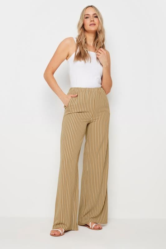  Grande Taille LTS Tall Natural Brown Stripe Wide Leg Trousers