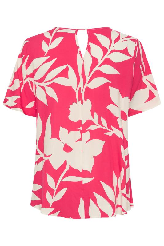 YOURS Curve Plus Size Hot Pink Floral Top | Yours Clothing  7
