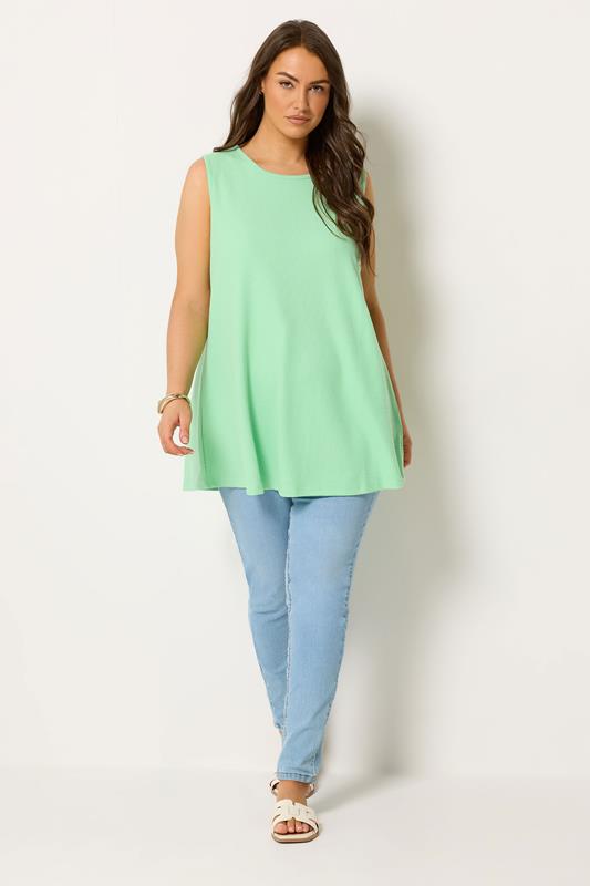 YOURS Plus Size Green Soft Touch Swing Vest Top | Yours Clothing 1