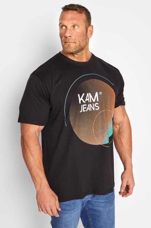 KAM Big & Tall Black Logo Printed T-Shirt 1