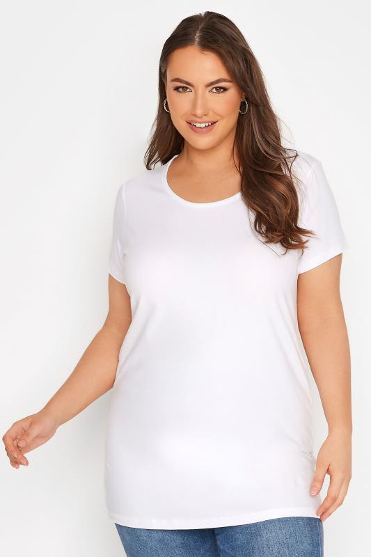 Basic T-Shirts & Vests Tallas Grandes YOURS Curve White Longline T-Shirt