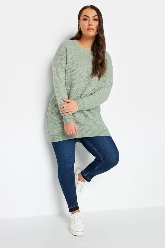 YOURS Plus Size Sage Green Essential Knitted Jumper | Yours Clothing 2