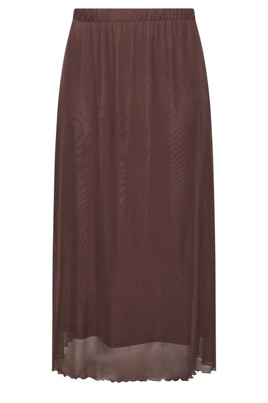 YOURS Plus Size Chocolate Brown Mesh Skirt | Yours Clothing 6