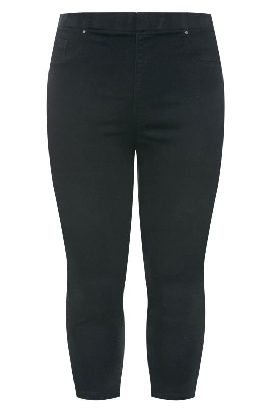 Plus Size Black Cropped JENNY Stretch Jeggings | Yours Clothing  3