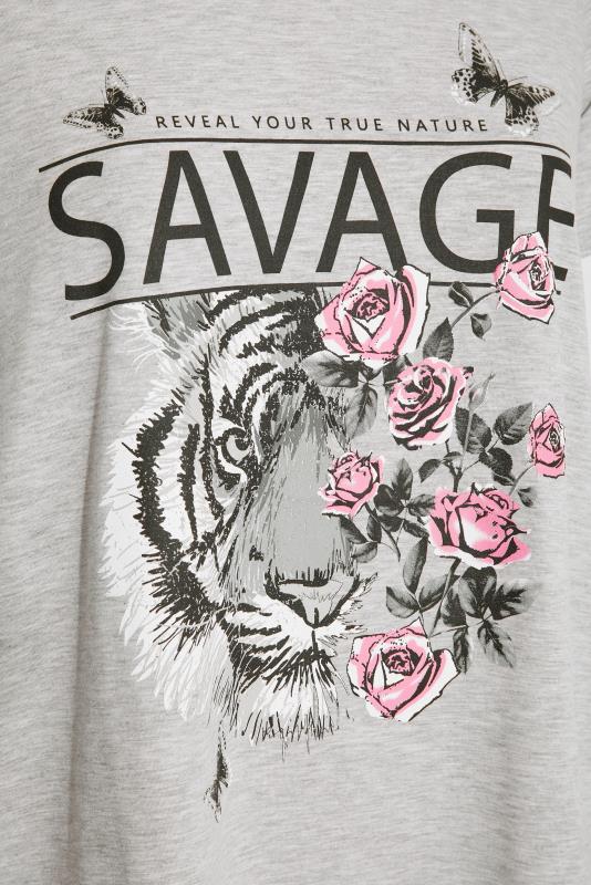 Curve Grey 'Savage' Tiger Graphic Print T-Shirt_S.jpg