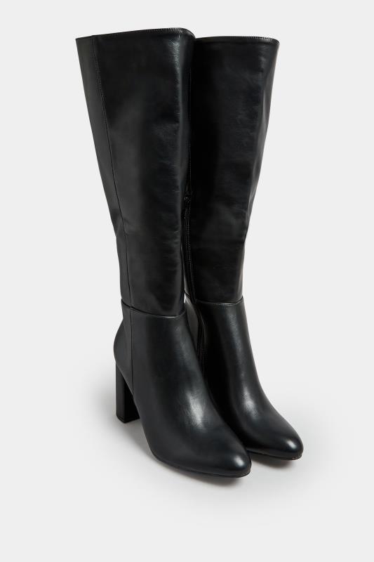 Black Heeled Knee High Boots In Wide E Fit & Extra Wide EEE Fit | Yours Clothing 3
