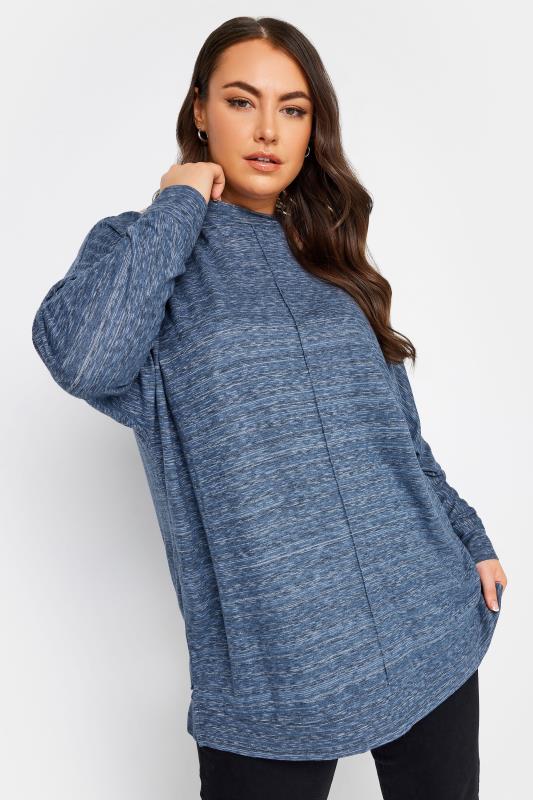 Grande Taille YOURS LUXURY Curve Blue Front Seam Detail Jumper