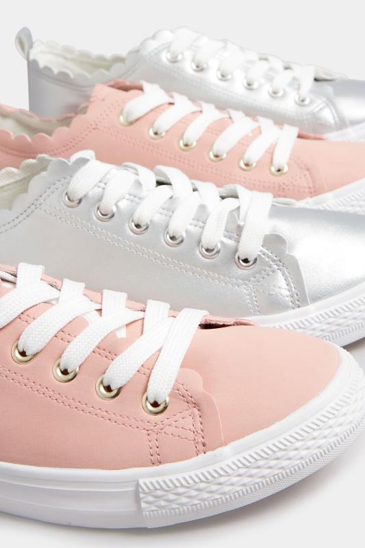Pink Scalloped Edge Trainers In Wide E Fit | Yours Clothing 5