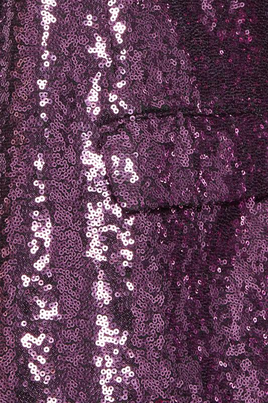 Plus Size Purple Sequin Embellished Blazer | Yours Clothing 7