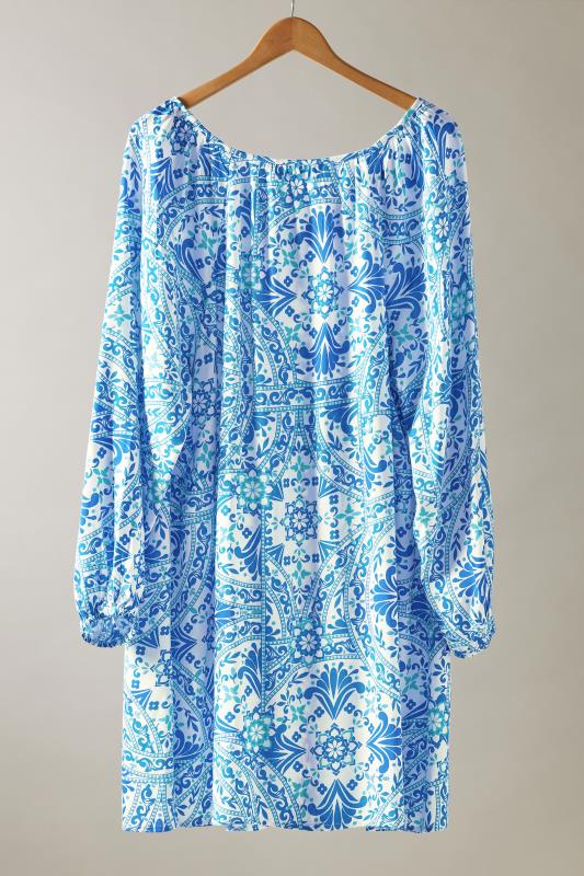 EVANS Plus Size Blue Tile Print Tunic Dress | Evans  7
