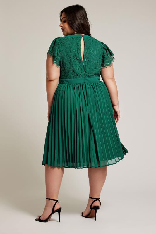 YOURS LONDON Plus Size Emerald Green Lace Wrap Midi Dress 4