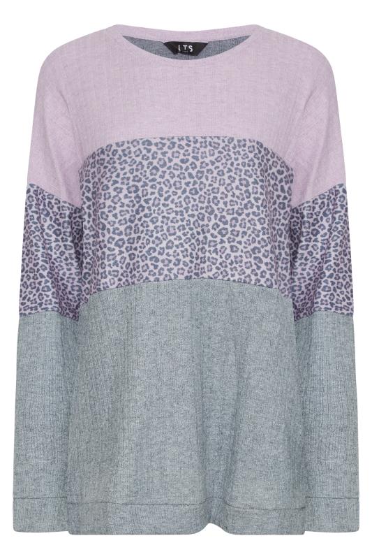 LTS Tall Women's Grey Animal Print Colour Block Sweatshirt | Long Tall Sally 5