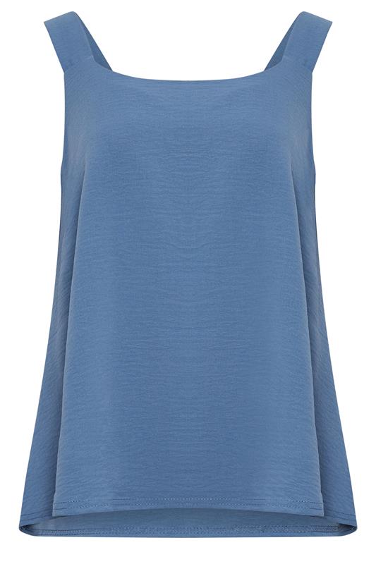 LTS Tall Women's Denim Blue Linen Look Vest Top | Long Tall Sally 6
