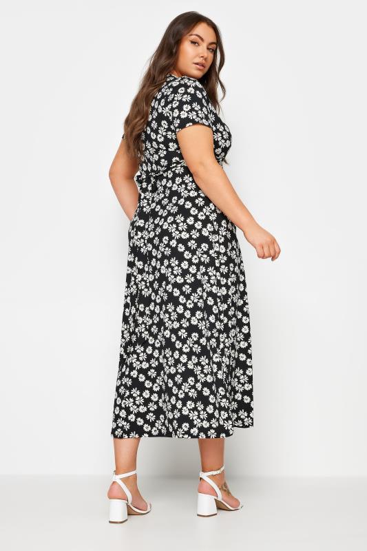 YOURS Plus Size Black Floral Print Tie Waist Maxi Dress | Yours Clothing 3