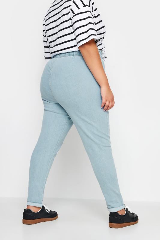 Plus Size Light Blue Paperbag Waist Stretch MOM Jeans | Yours Clothing 3