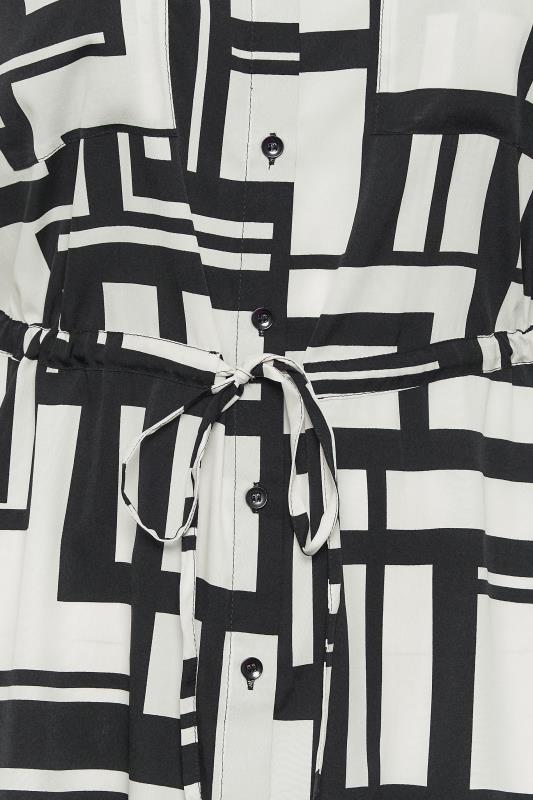 YOURS Plus Size Black & White Geometric Print Utility Pocket Blouse | Yours Clothing 5