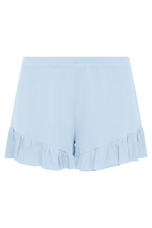 LIMITED COLLECTION Light Blue Frill Ribbed Pyjama Shorts 4