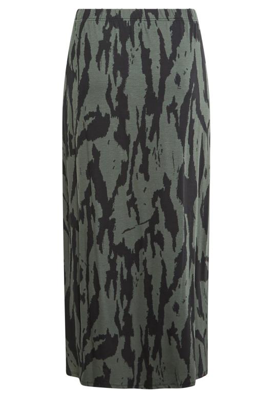 YOURS Plus Size Khaki Green Animal Print Tube Skirt | Yours Clothing 7
