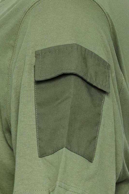 D555 Big & Tall Khaki Green 'Couture' Sleeve Pocket T-Shirt | BadRhino 5
