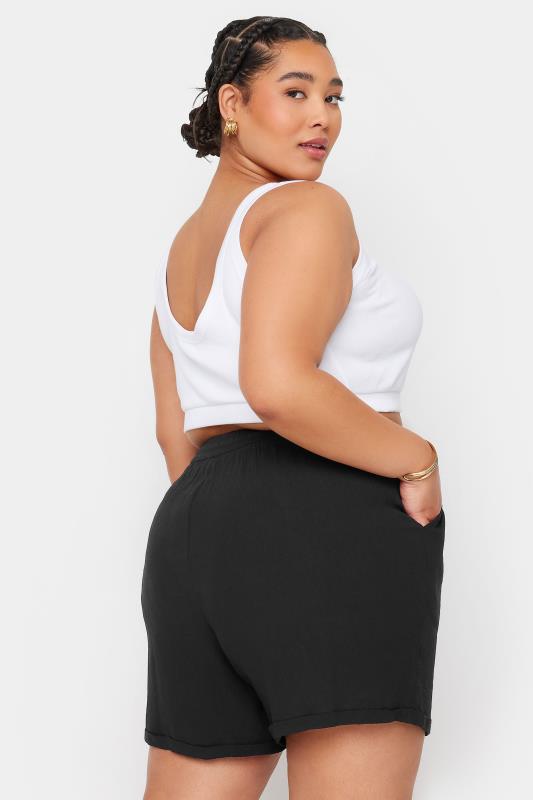 LIMITED COLLECTION Plus Size Curve Black Crinkle Shorts | Yours Clothing  4