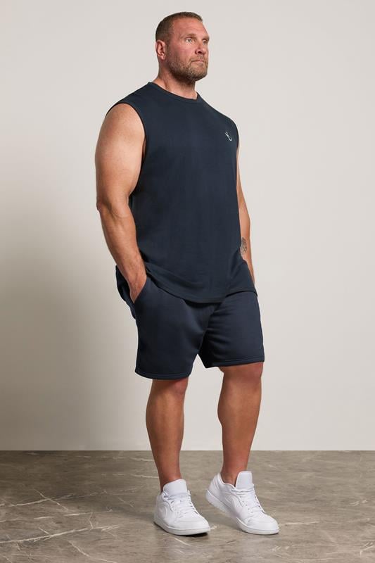  IronRhino Big & Tall conjunto top sin mangas azul marino «Rest Day» y pantalones cortos