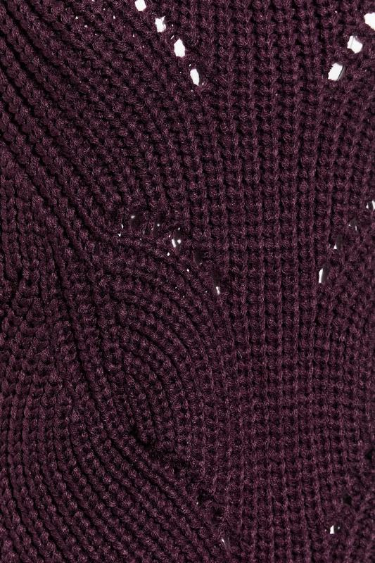 Petite Dark Purple Chunky Patterned Knit Vest Top | PixieGirl 5