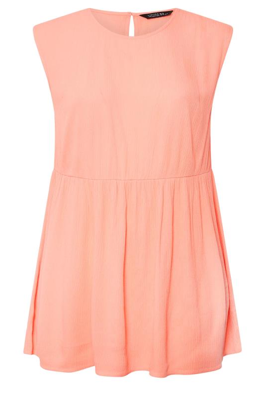 LIMITED COLLECTION Plus Size Coral Orange Crinkle Boxy Peplum Vest Top | Yours Clothing 7