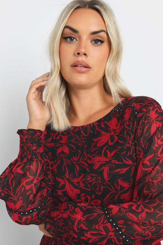 YOURS Plus Size Red Floral Print Chiffon Midaxi Dress | Yours Clothing  4