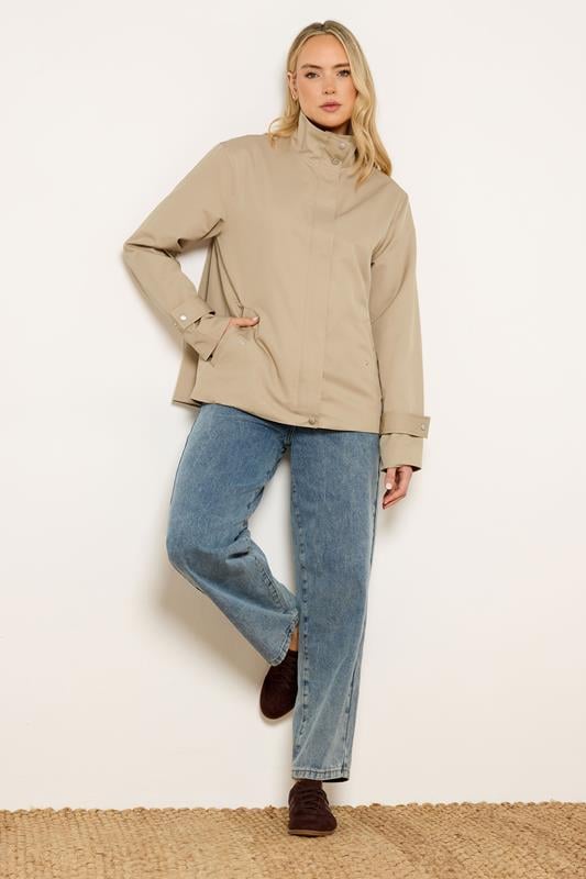 LTS Tall Women's Natural Brown Funnel Neck Jacket | Long Tall Sally 1