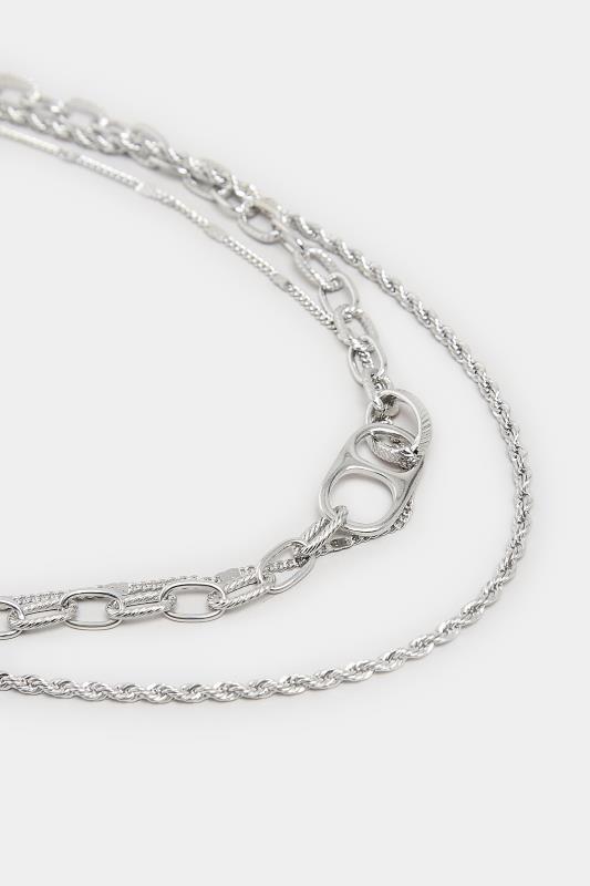 3 PACK Silver Chain Necklace Set | Yours Clothing 3