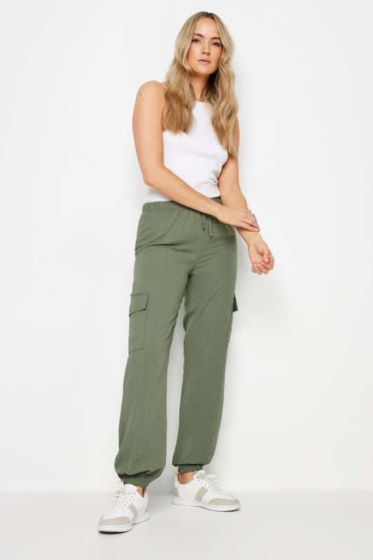  Grande Taille LTS Tall Khaki Green Crepe Cuffed Cargo Trousers