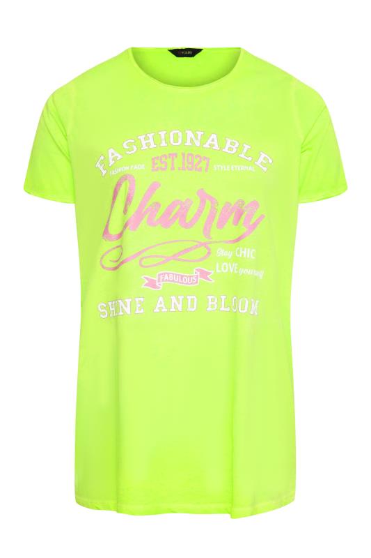 Curve Green 'Charm' Slogan Printed T-Shirt 6