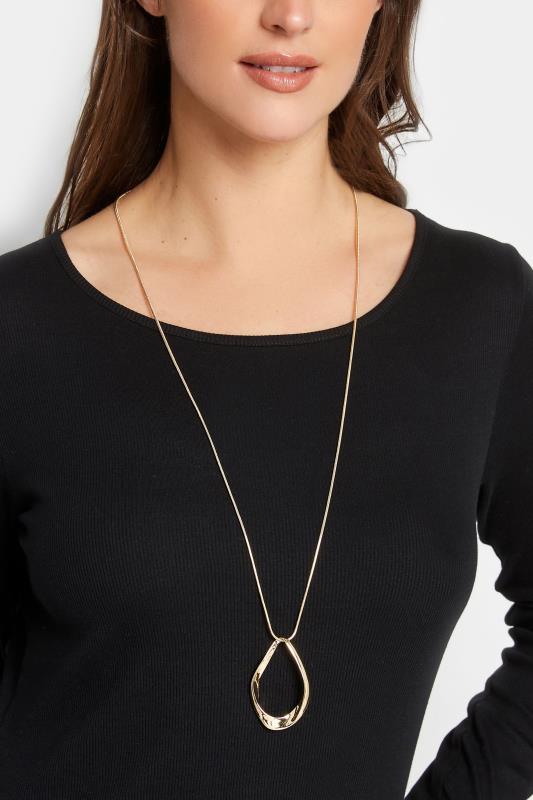 Plus Size  Gold Oval Pendant Long Necklace