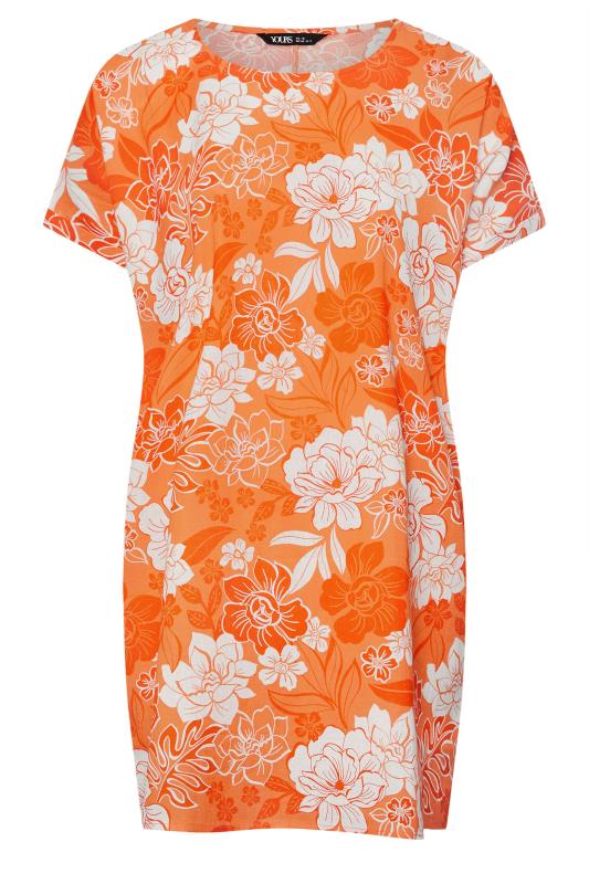 YOURS Plus Size Orange Floral Print Tunic Dress | Yours Clothing 5