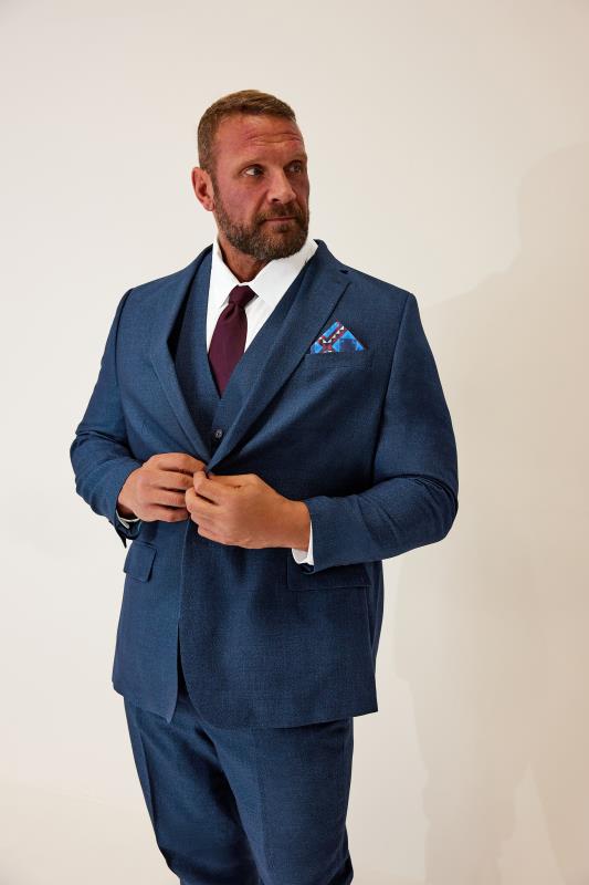  Tallas Grandes BadRhino Tailoring Big & Tall Blue Textured Suit Jacket