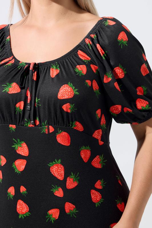 LIMITED COLLECTION Plus Size Black Strawberry Tea Dress | Yours Clothing 4